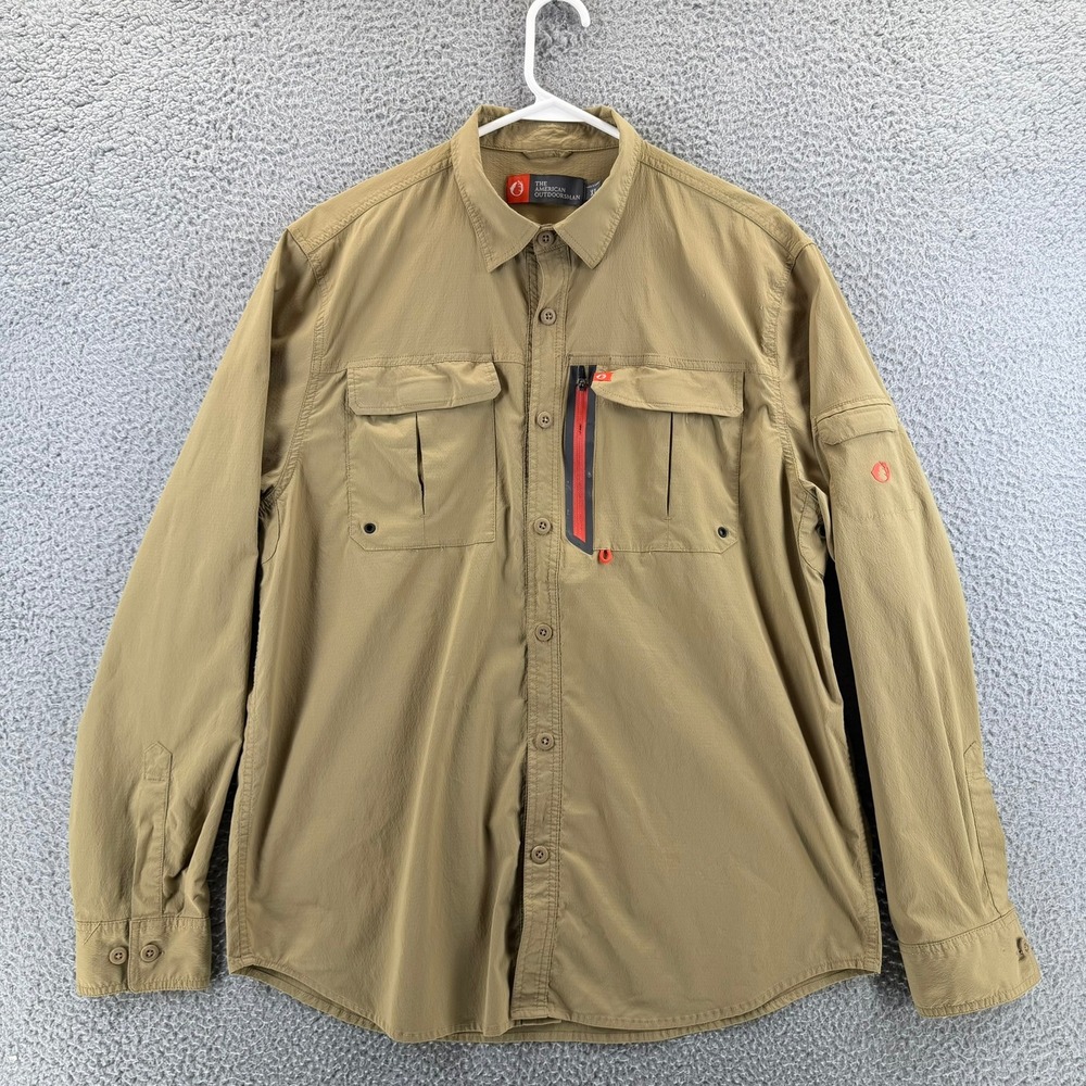 The American Outdoorsman Mens XL Fishing Shirt Tan Long Sleeve Ripstop Hiking